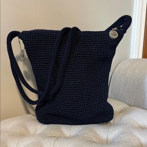 The Sak Dark Blue Crochet Shoulder Bag